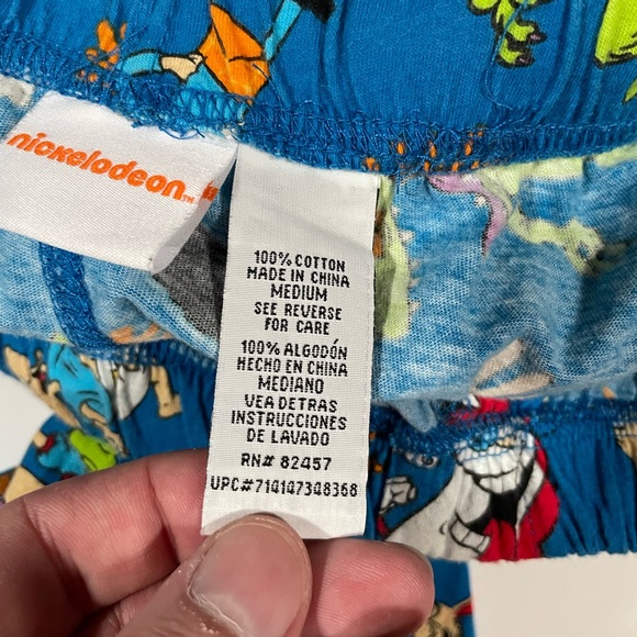 Nickelodeon Retro 90s Lounge Pajama Pants Rugrats Ren Stimpy / Size Medium Blue - Picture 5 of 6